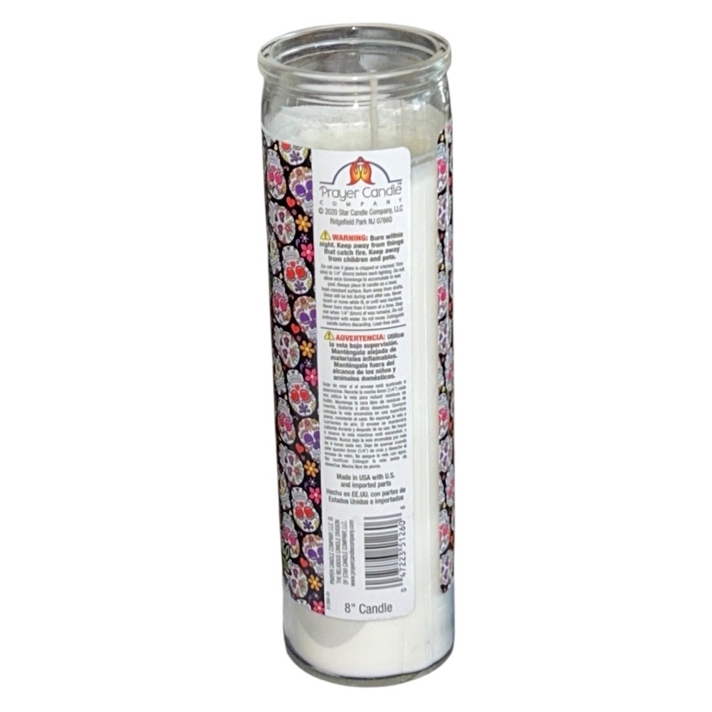 Day of the Dead Sugar Skull Prayer Candle 8" Glass Jar New - Picture 2 of 3